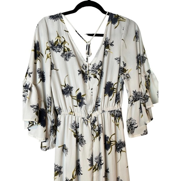 Women’s Anama White With Floral Print Maxi Dress With Bells Sleeves - Picture 11 of 12